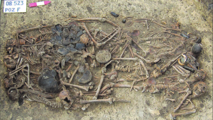 Four families were buried together after a violent attack nearly 5,000 years ago