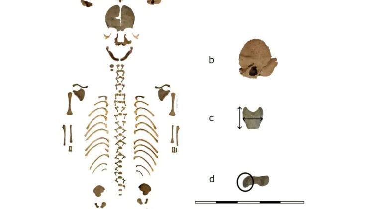 A near-term infant was buried beneath the floor of a Roman military workshop